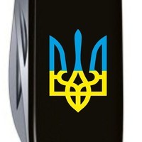 Комплект Ніж Victorinox Huntsman Ukraine 1.3713.3_T0016u + Чохол із ліхтариком Police